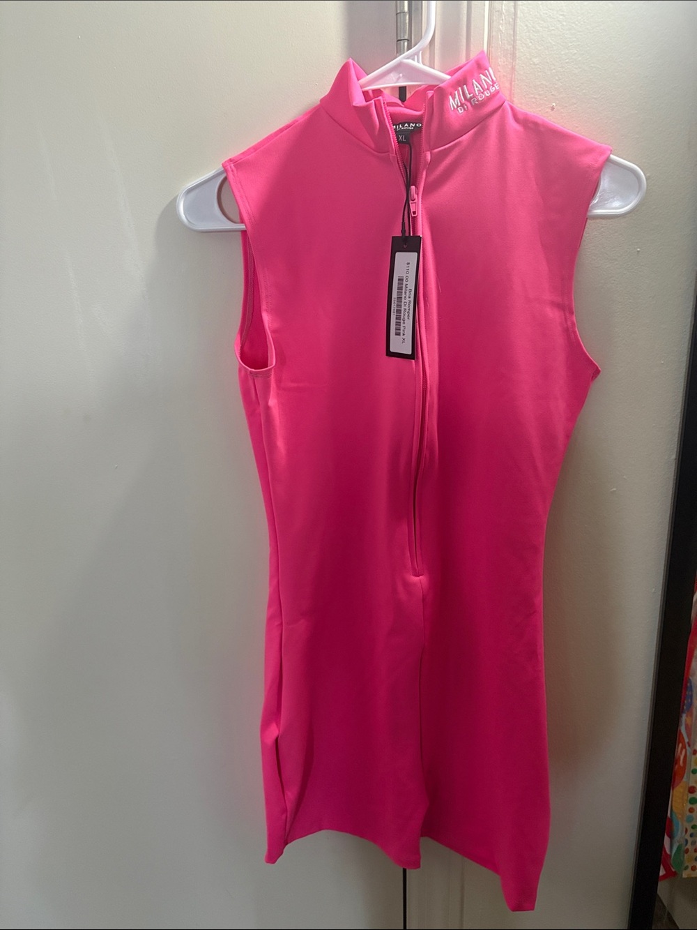 Milano Di Rouge  Sleeveless Zip-Front romper in Bright Pink